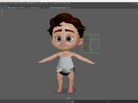 Adorable Cartoon Baby Rigged Boy Model Stylized Toon Modello 3D