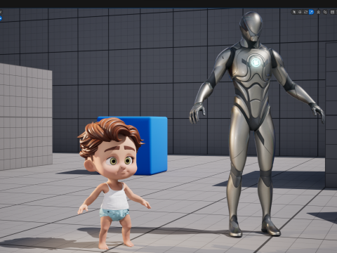 Adorable Cartoon Baby Rigged Boy Model Stylized Toon Modello 3D