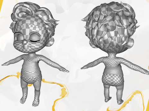 Adorable Cartoon Baby Rigged Boy Model Stylized Toon Modello 3D