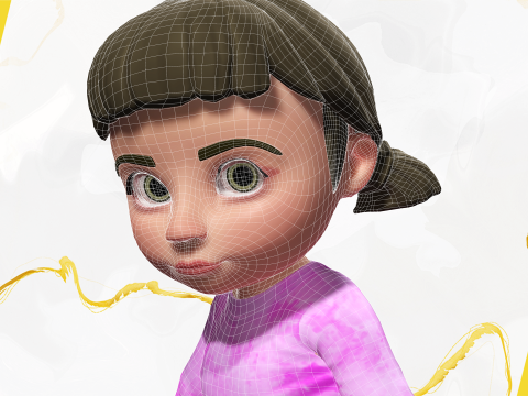 Stylized Cartoon Girl Cute 3D Toon Modello 3D