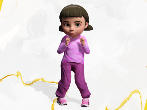 Stylized Cartoon Girl Cute 3D Toon Modello 3D