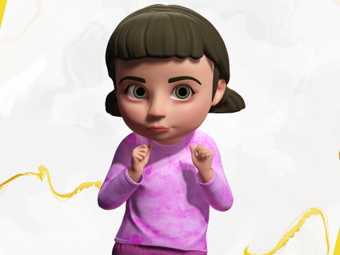 Stylized Cartoon Girl Cute 3D Toon Modello 3D