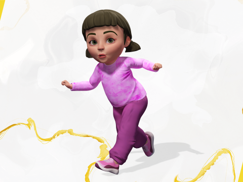 Stylized Cartoon Girl Cute 3D Toon Modello 3D