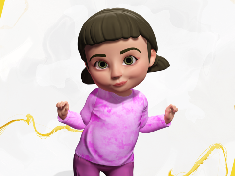 Stylized Cartoon Girl Cute 3D Toon Modello 3D