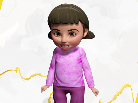 Stylized Cartoon Girl Cute 3D Toon Modello 3D