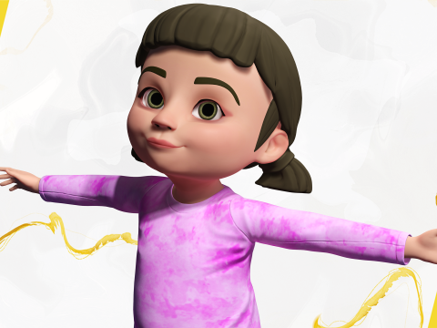 Stylized Cartoon Girl Cute 3D Toon Modello 3D