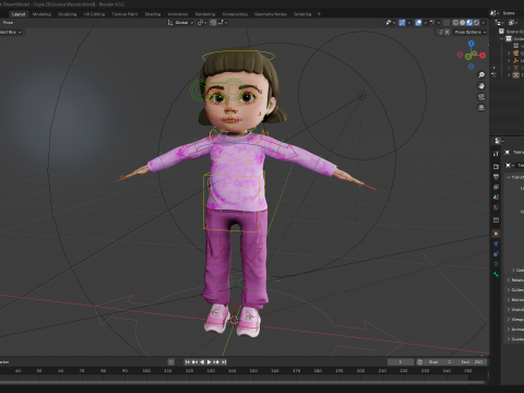 Stylized Cartoon Girl Cute 3D Toon Modello 3D