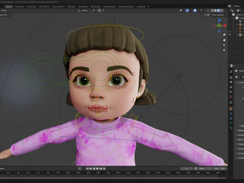 Stylized Cartoon Girl Cute 3D Toon Modello 3D