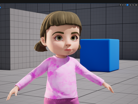 Stylized Cartoon Girl Cute 3D Toon Modello 3D