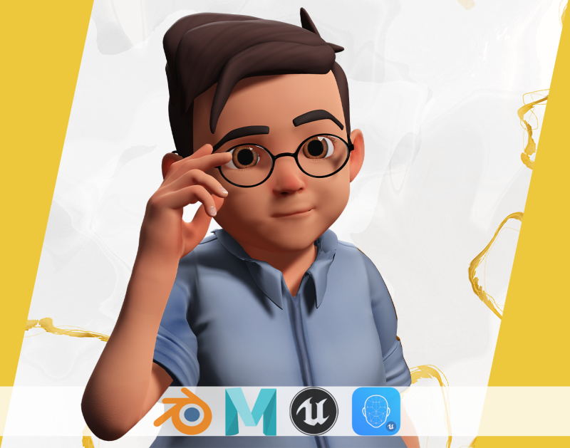 Cartoon Smart Boy with Glasses Cute Stylized Kid 3D 模型 .c4d .max .obj .3ds .fbx .stl .blend