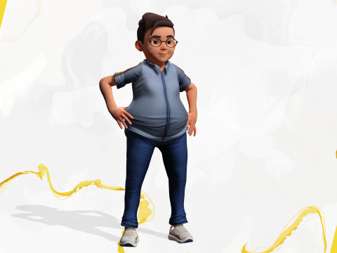 Cartoon Smart Boy with Glasses Cute Stylized Kid 3D 模型