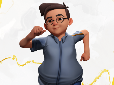 Cartoon Smart Boy with Glasses Cute Stylized Kid 3D 模型