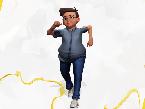 Cartoon Smart Boy with Glasses Cute Stylized Kid 3D 模型