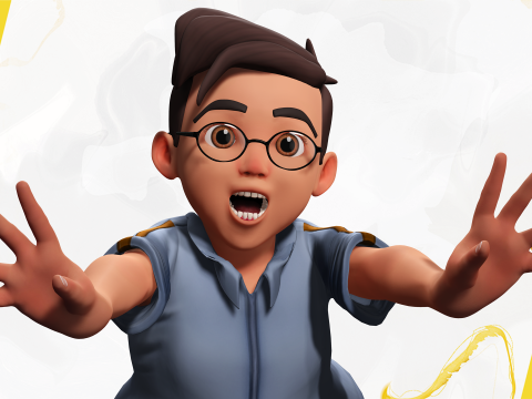 Cartoon Smart Boy with Glasses Cute Stylized Kid 3D 模型
