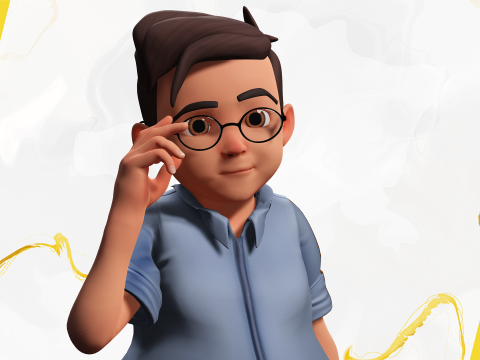 Cartoon Smart Boy with Glasses Cute Stylized Kid 3D 模型