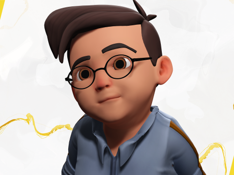 Cartoon Smart Boy with Glasses Cute Stylized Kid 3D 模型
