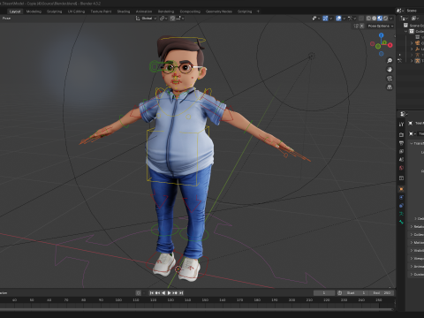 Cartoon Smart Boy with Glasses Cute Stylized Kid 3D 模型