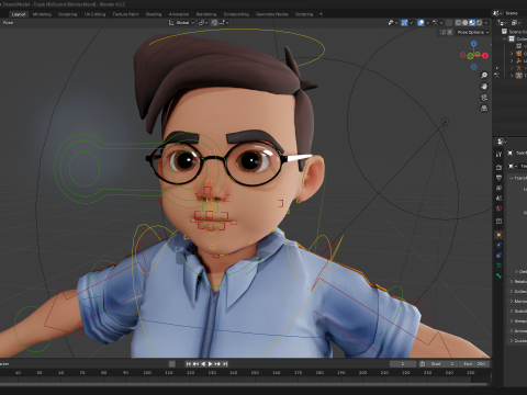 Cartoon Smart Boy with Glasses Cute Stylized Kid 3D 模型