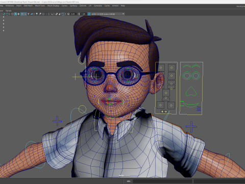 Cartoon Smart Boy with Glasses Cute Stylized Kid 3D 模型