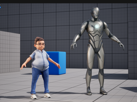 Cartoon Smart Boy with Glasses Cute Stylized Kid 3D 模型