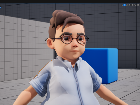 Cartoon Smart Boy with Glasses Cute Stylized Kid 3D 模型