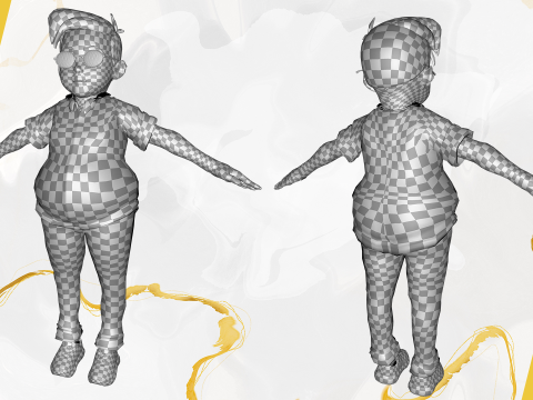 Cartoon Smart Boy with Glasses Cute Stylized Kid 3D 模型