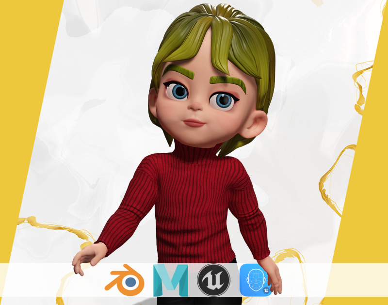 Charming Stylized Cartoon Little Toon Girl 3D 模型 .c4d .max .obj .3ds .fbx .stl .blend