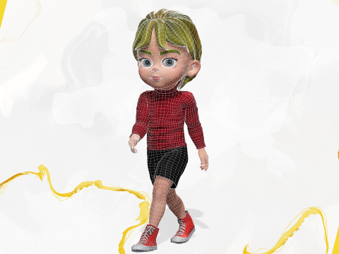 Charming Stylized Cartoon Little Toon Girl 3D 模型