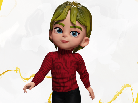 Charming Stylized Cartoon Little Toon Girl 3D 模型
