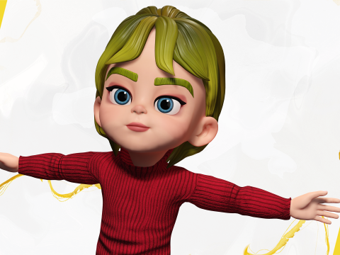 Charming Stylized Cartoon Little Toon Girl 3D 模型