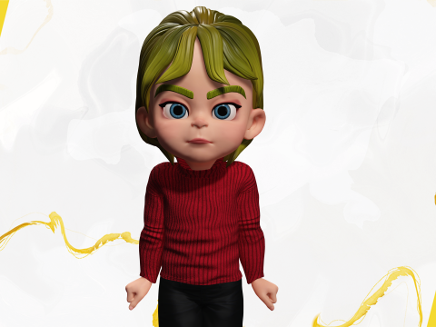 Charming Stylized Cartoon Little Toon Girl 3D 模型