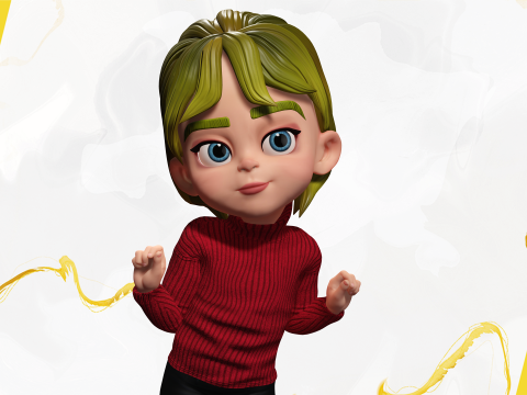 Charming Stylized Cartoon Little Toon Girl 3D 模型