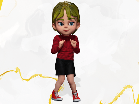 Charming Stylized Cartoon Little Toon Girl 3D 模型