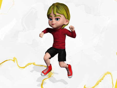 Charming Stylized Cartoon Little Toon Girl 3D 模型