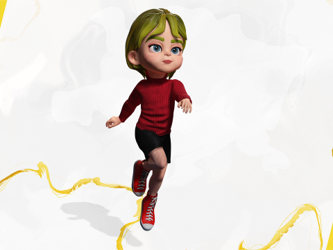 Charming Stylized Cartoon Little Toon Girl 3D 模型