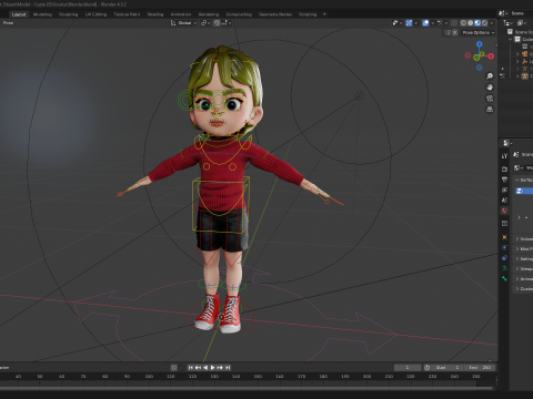 Charming Stylized Cartoon Little Toon Girl 3D 模型
