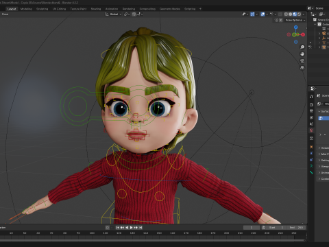 Charming Stylized Cartoon Little Toon Girl 3D 模型