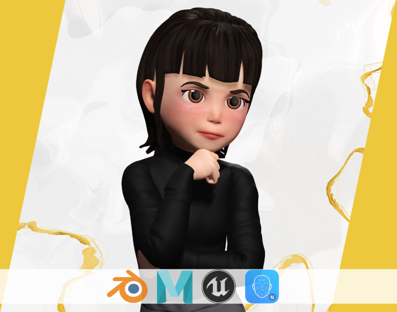 Charming Stylized Cartoon Toon Girl Rigged Character 3Dモデル .c4d .max .obj .3ds .fbx .stl .blend