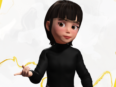 Charming Stylized Cartoon Toon Girl Rigged Character 3Dモデル