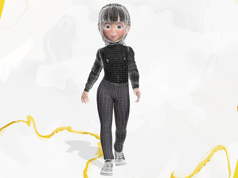Charming Stylized Cartoon Toon Girl Rigged Character 3Dモデル