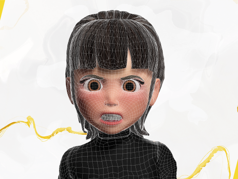 Charming Stylized Cartoon Toon Girl Rigged Character 3Dモデル