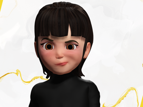 Charming Stylized Cartoon Toon Girl Rigged Character 3Dモデル
