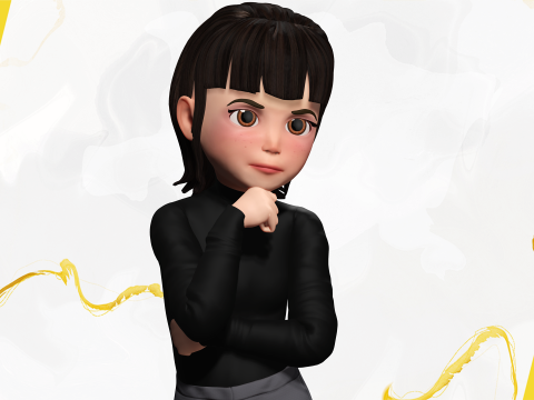 Charming Stylized Cartoon Toon Girl Rigged Character 3Dモデル