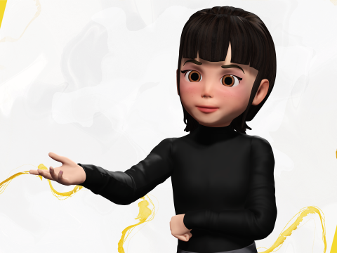 Charming Stylized Cartoon Toon Girl Rigged Character 3Dモデル