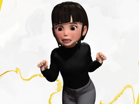 Charming Stylized Cartoon Toon Girl Rigged Character 3D Model