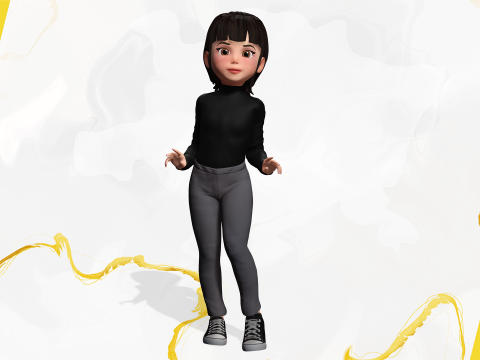 Charming Stylized Cartoon Toon Girl Rigged Character 3Dモデル