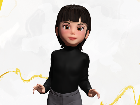 Charming Stylized Cartoon Toon Girl Rigged Character 3Dモデル