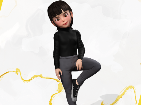 Charming Stylized Cartoon Toon Girl Rigged Character 3Dモデル