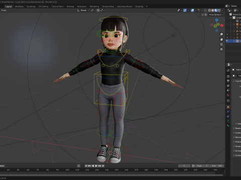 Charming Stylized Cartoon Toon Girl Rigged Character 3Dモデル