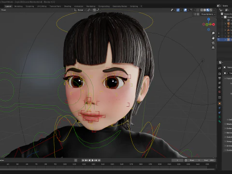 Charming Stylized Cartoon Toon Girl Rigged Character 3D Model